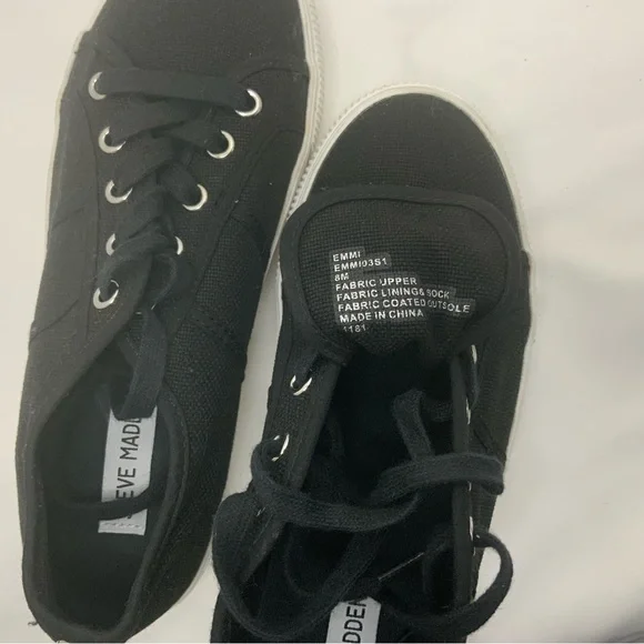 Steve Madden Black Platform Sneakers Shoes - Picture 11 of 12